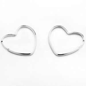 Brinco Argola Coração em Prata 2cm