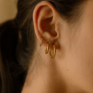 Trio de Argola em Aço Inoxidável  Dourada