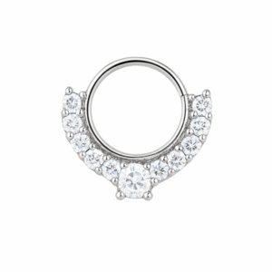 Piercing de Septo em Aço Inoxidável com Zircônias